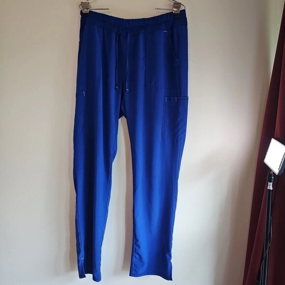 SCRUBSTAR Electric Blue With Pink Stitching Elastic Drawstring Pants-Size: Large - Picture 1 of 4